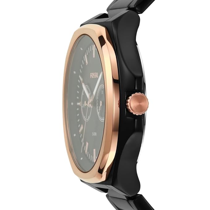Fossil Mens Multifunction Black Stainless Steel Watch BQ2645