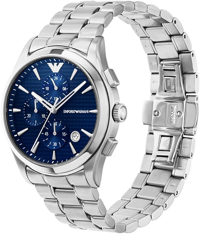 Emporio Armani Men's Stainless Steel Chronograph Dress Watch with Steel or Leather Band