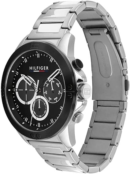 Tommy Hilfiger Silver Steel Black Dial Men's Multi-function Watch - 1791890 Main Image