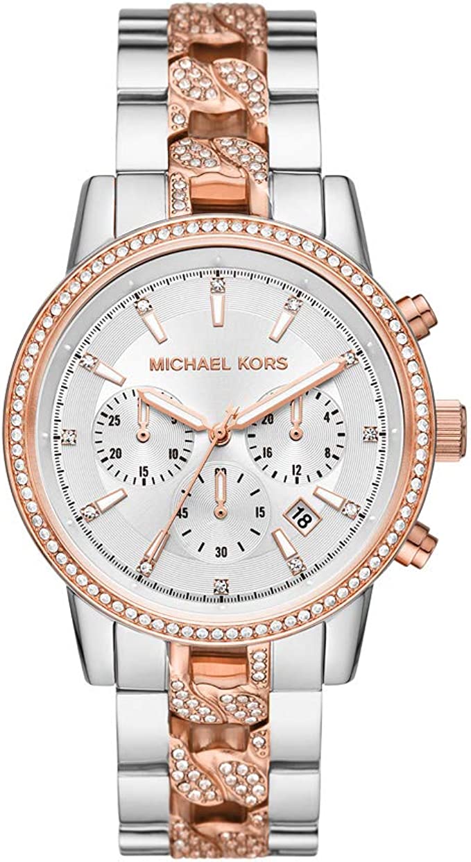 Michael Kors Women's Ritz Quartz Watch with Stainless Steel Strap, Two-Tone, 20 (Model: MK6938)