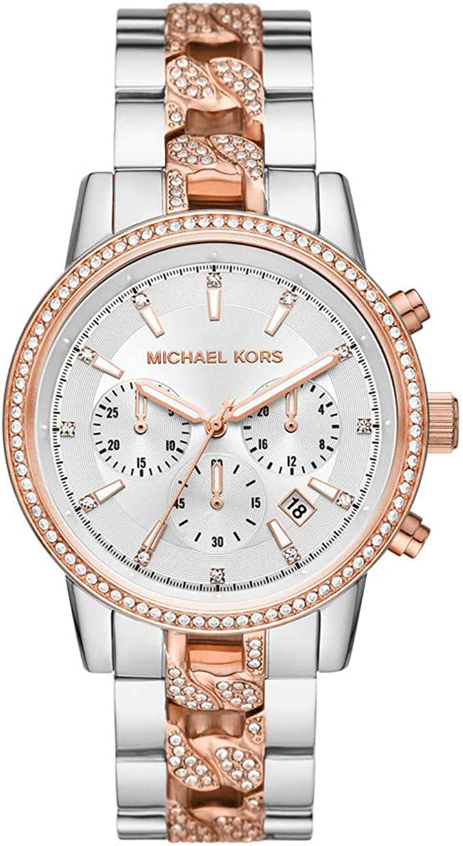 Michael Kors Women's Ritz Quartz Watch with Stainless Steel Strap, Two-Tone, 20 (Model: MK6938) Hover Image