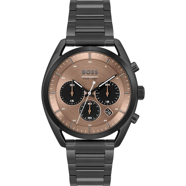 Hugo Boss TOP Black Stainless Steel Rose Gold Dial Chronograph Quartz Watch for Gents - 1514095 Hover Image