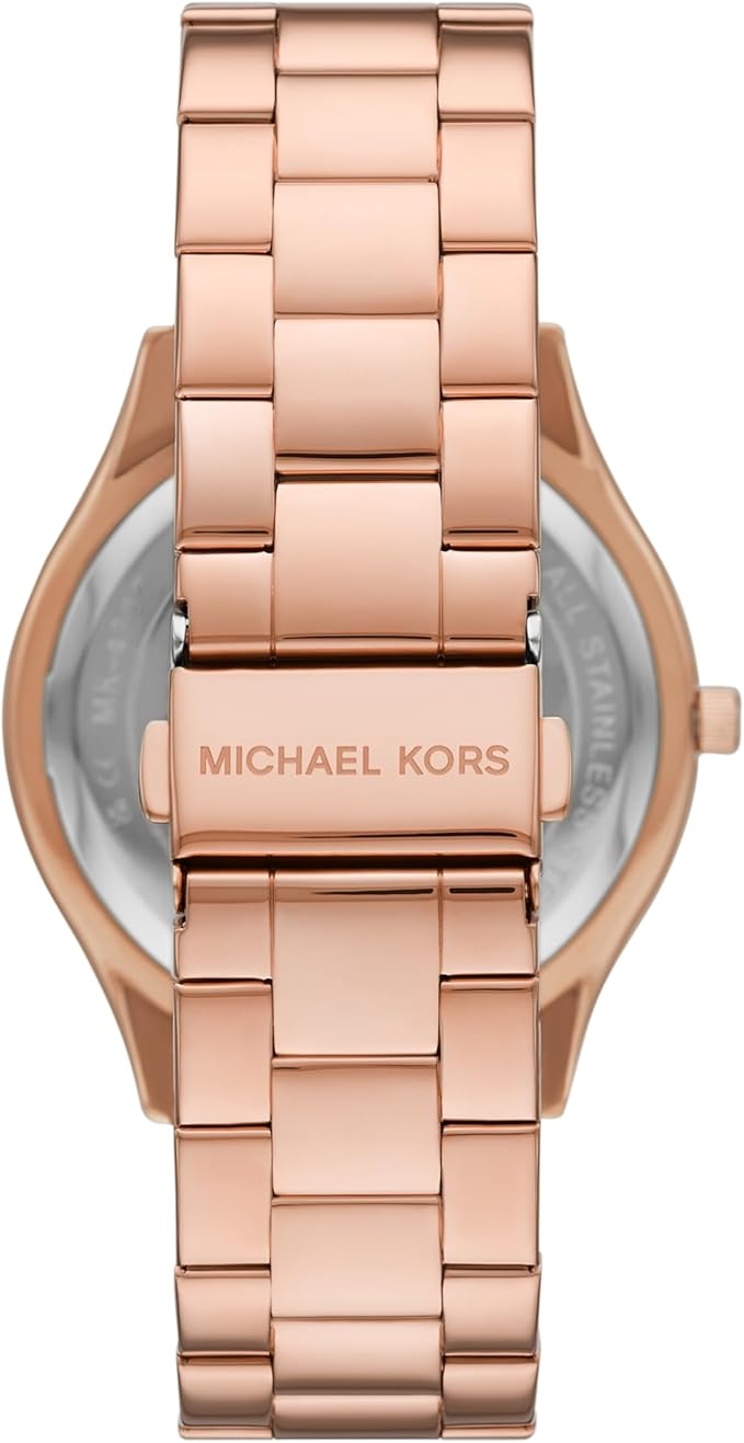 Michael Kors Women's Slim Runway Logo Rose Gold-Tone Stainless Steel Bracelet Watch (Model: MK4733)