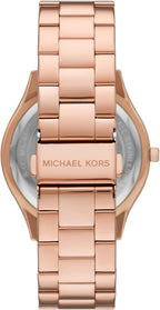 Michael Kors Women's Slim Runway Logo Rose Gold-Tone Stainless Steel Bracelet Watch (Model: MK4733)