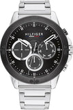 Tommy Hilfiger Silver Steel Black Dial Men's Multi-function Watch - 1791890