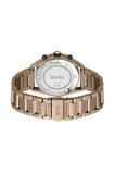 BOSS Center Court Qtz Fashion Chrono Black Round Dial Men's Analog Watch|Ionic Plated Beige Gold Steel Material|Gold Color Band - 1514027