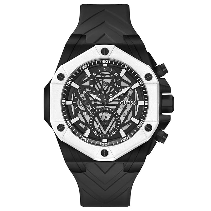 GUESS Silicone Analog Black Dial Men Watch-Gw0579G1, Black Band