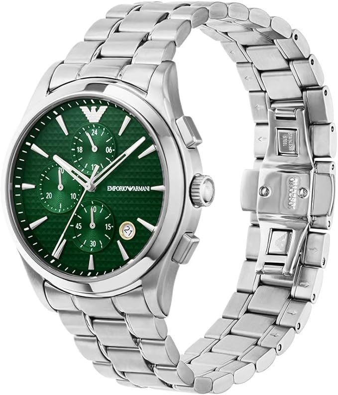 Emporio Armani Men's Stainless Steel Chronograph Dress Watch with Steel or Leather Band
