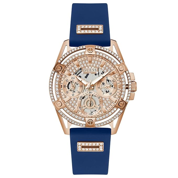 Guess Queen Collection Multi-Function Womens Analog Rose Gold Dial Coloured Quartz Watch, Round Dial with 40 mm Case Width - GW0536L5