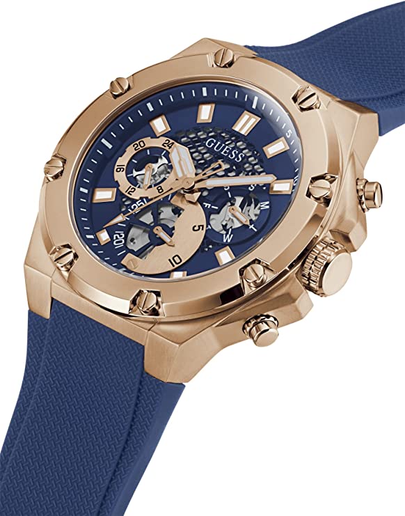 GUESS US Men's Rose Gold-Tone and Black Multifunction Watch