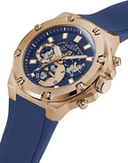 GUESS US Men's Rose Gold-Tone and Black Multifunction Watch