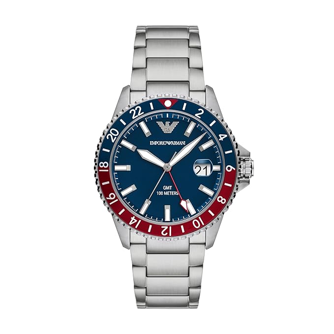Emporio Armani Stainless Steel Analog Blue Dial Men Watch-Ar11590, Silver Band