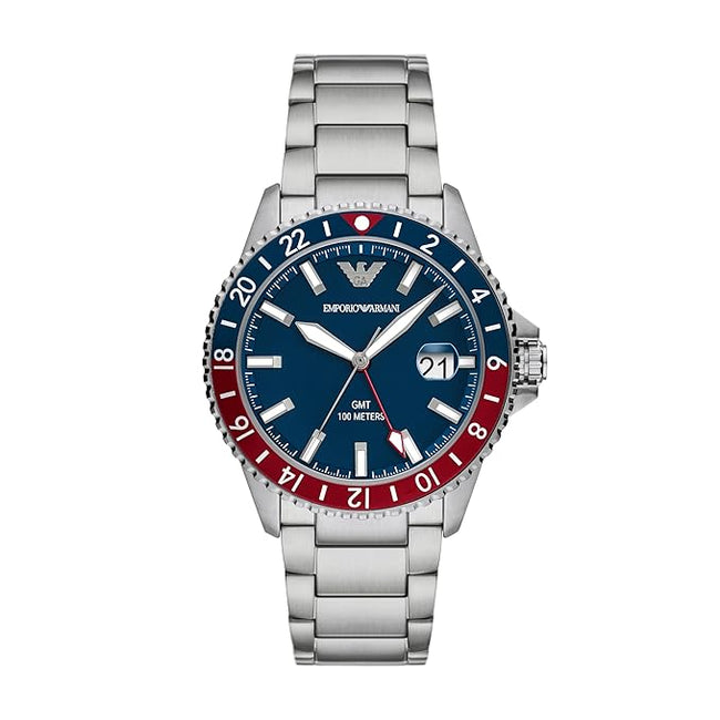 Emporio Armani Stainless Steel Analog Blue Dial Men Watch-Ar11590, Silver Band Hover Image