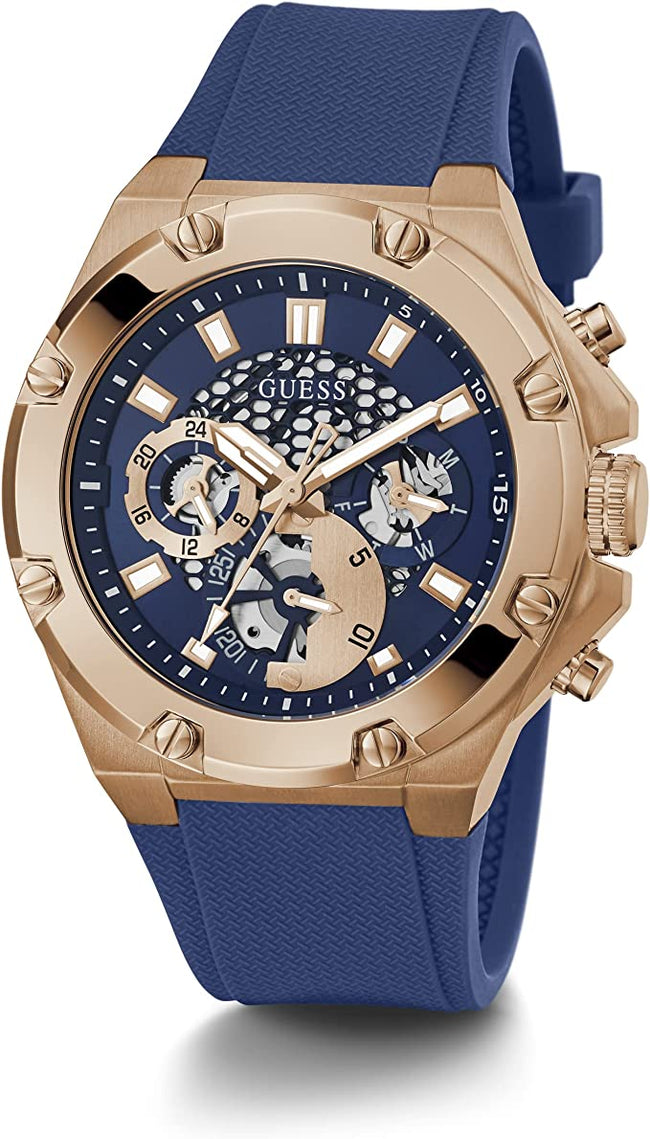GUESS US Men's Rose Gold-Tone and Black Multifunction Watch Main Image