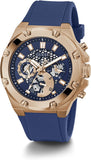 GUESS US Men's Rose Gold-Tone and Black Multifunction Watch