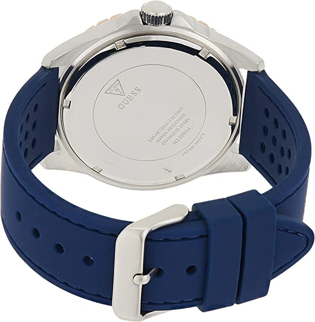 Guess Mens Multi Dial Watch with Silicone Strap, Blue, 44 mm, W1108G4 Main Image