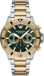 Emporio Armani Men’s Quartz Two-tone Stainless Steel Green Dial 43mm Watch AR11586
