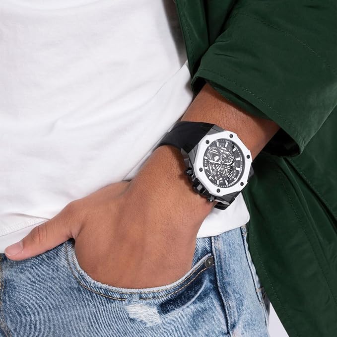 GUESS Silicone Analog Black Dial Men Watch-Gw0579G1, Black Band