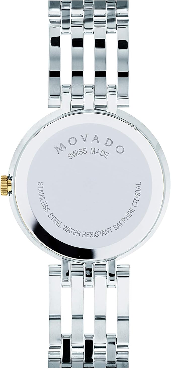 Movado 0607053 Swiss quartz analogue and digital watch with two-tone stainless steel strap, Silver/gold/black., 28 mm,