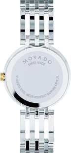 Movado 0607053 Swiss quartz analogue and digital watch with two-tone stainless steel strap, Silver/gold/black., 28 mm,