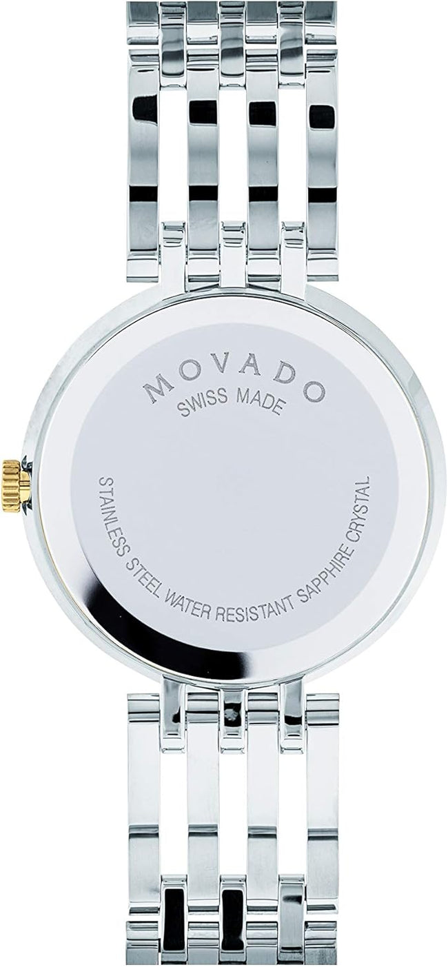 Movado 0607053 Swiss quartz analogue and digital watch with two-tone stainless steel strap, Silver/gold/black., 28 mm, Main Image