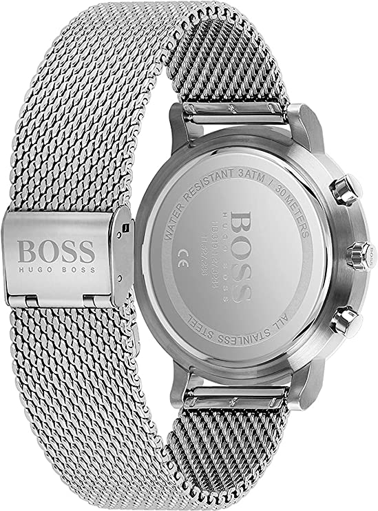 BOSS Chronograph Quartz Watch for Men with Silver Stainless Steel Mesh Bracelet - 1513807