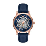 Emporio Armani Meccanico Blue Leather Strap Blue Dial Automatic Watch for Gents - AR60050