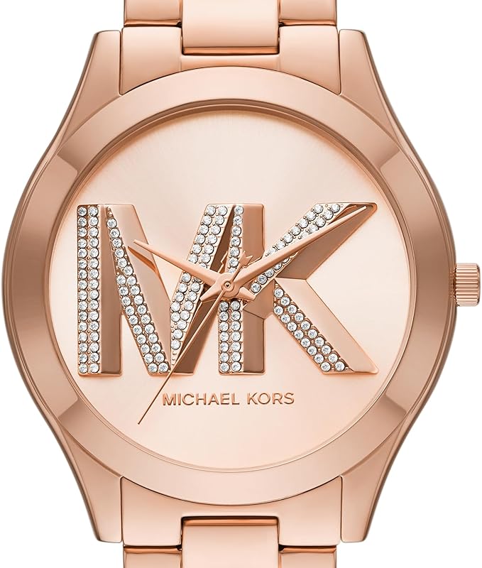 Michael Kors Women's Slim Runway Logo Rose Gold-Tone Stainless Steel Bracelet Watch (Model: MK4733)