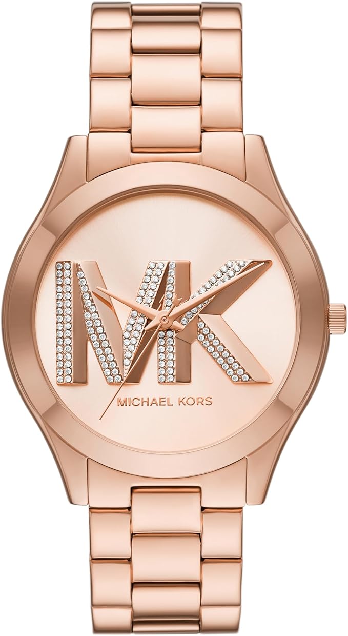 Michael Kors Women's Slim Runway Logo Rose Gold-Tone Stainless Steel Bracelet Watch (Model: MK4733)