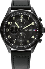 Tommy Hilfiger Analogue Multifunction Quartz Watch for Men with Black Leather Strap - 1792004
