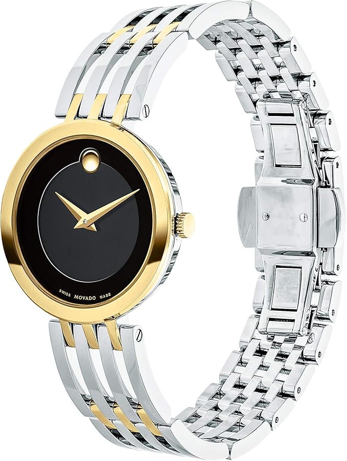 Movado 0607053 Swiss quartz analogue and digital watch with two-tone stainless steel strap, Silver/gold/black., 28 mm,