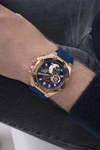 GUESS US Men's Rose Gold-Tone and Black Multifunction Watch