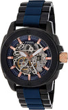 Fossil Mens ME3133 Modern Machine Automatic Black and Blue Stainless Steel and Silicone Watch