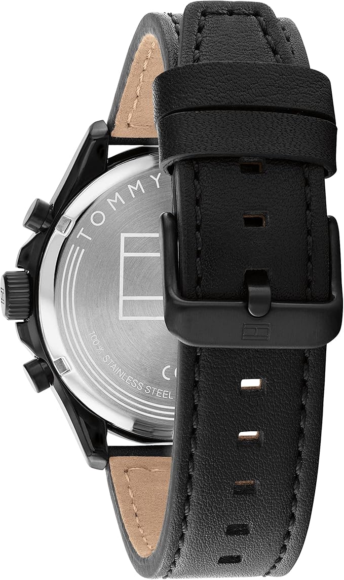 Tommy Hilfiger Analogue Multifunction Quartz Watch for Men with Black Leather Strap - 1792004