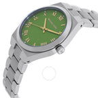 Michael Kors Lennox Three-Hand Green Dial Silver Steel Strap Watch for Women - MK7463