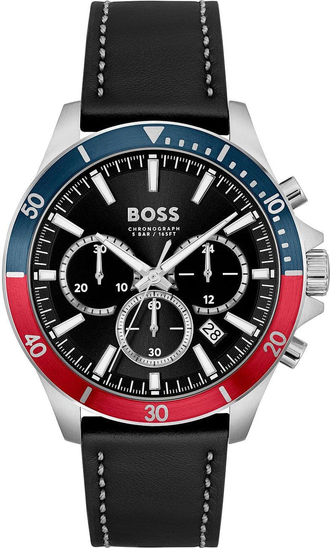 BOSS Troper Qtz Fashion Chrono Black Round Dial Men's Watch|Black Leather Material|Black Color Band - 1514099 Hover Image