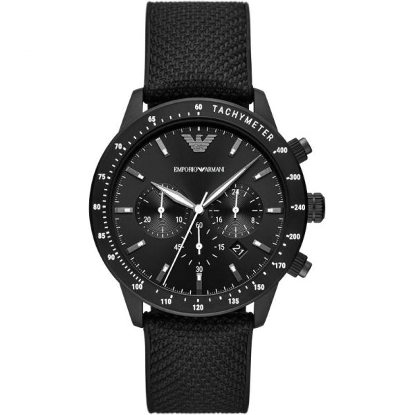 Emporio Armani Men’s Quartz Black Fabric Strap Black Dial 43mm Watch AR11453 Hover Image