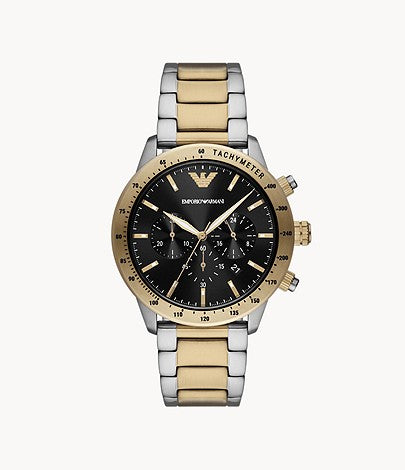 Emporio Armani Men’s Quartz Two-tone Stainless Steel Black Dial 43mm Watch AR11521 Hover Image
