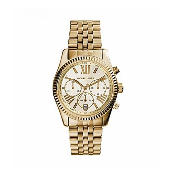 Michael Kors Lexington Gold Stainless Steel Gold Dial Chronograph Quartz Watch for Ladies - MK5556 Hover Image