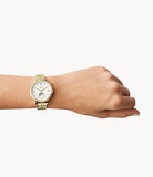 Jacqueline Sun Moon Multifunction Gold-Tone Stainless Steel Watch