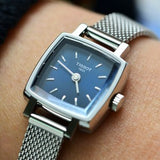 TISSOT T058.109.11.041.00 LOVELY SQUARE BLUE DIAL STAINLESS STEEL STRAP WATCH (WATCH FOR WOMEN