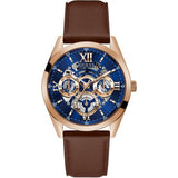Guess Men’s Quartz Brown Leather Strap Blue Dial 42mm Watch GW0389G3