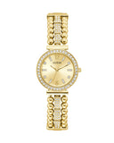 Guess Womens Gold Tone Stainless Steel Case Gold Dial Quartz Sunray Analog Gold Metal Bracelet Watch- GW0401L2