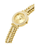 Guess Womens Gold Tone Stainless Steel Case Gold Dial Quartz Sunray Analog Gold Metal Bracelet Watch- GW0401L2