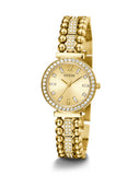 Guess Womens Gold Tone Stainless Steel Case Gold Dial Quartz Sunray Analog Gold Metal Bracelet Watch- GW0401L2