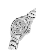 Guess Womens Silver Stainless Steel Case With Crystals Day+Date Silver Dial Silver Stainless Steel Bracelet Watch GW0464L1