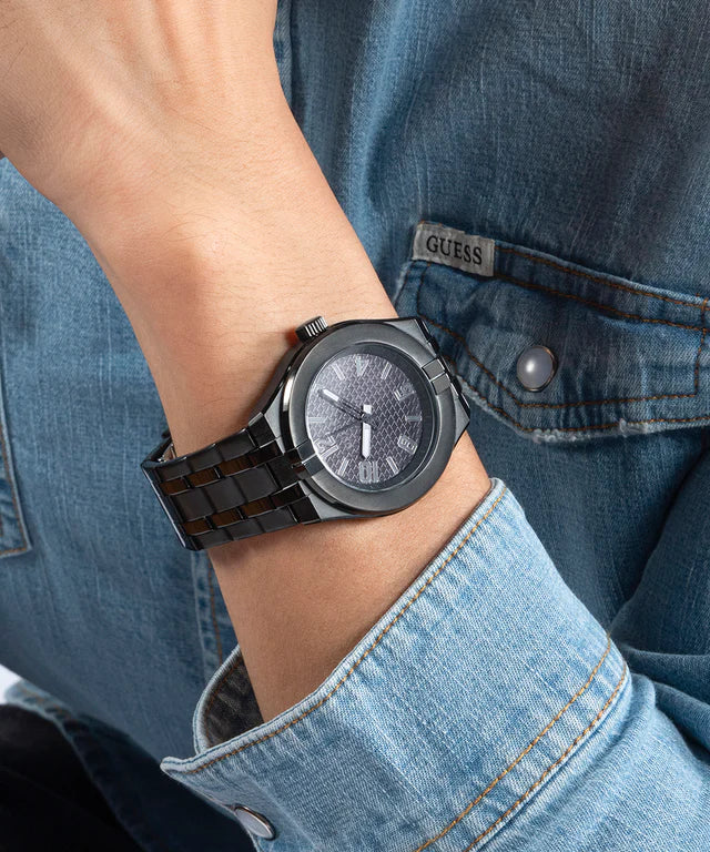 GUESS Mens Black Analog Watch