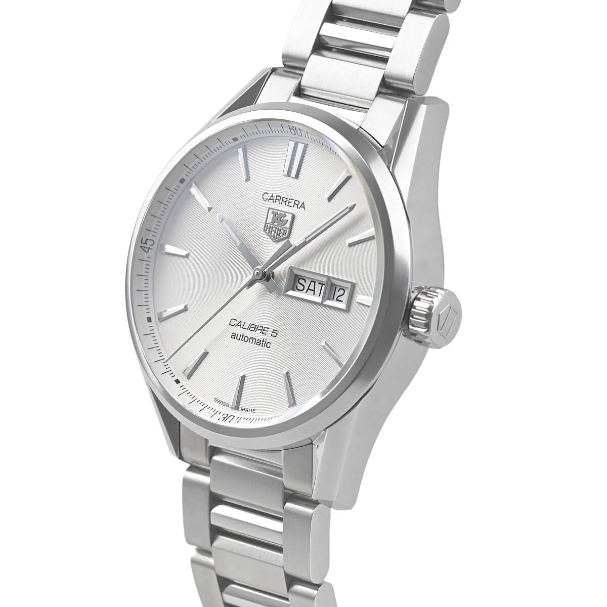 Tag Heuer Carrera Men’s Automatic Swiss Made Silver Stainless Steel Silver Dial 41mm Watch WAR201B.BA0723 WAR2018.BA0723