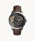 Townsman Twist Multifunction Dark Brown Leather Watch