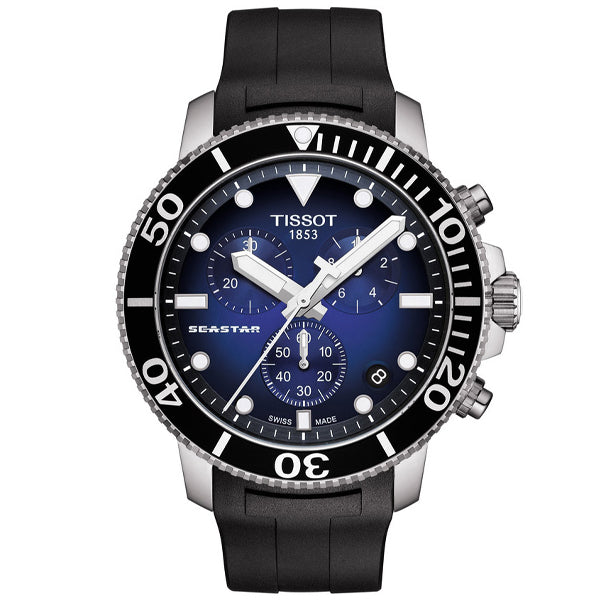 TISSOT Men’s Quartz Swiss Made Black Silicone Strap Blue Dial 45mm Watch T120.417.17.041.00 Hover Image